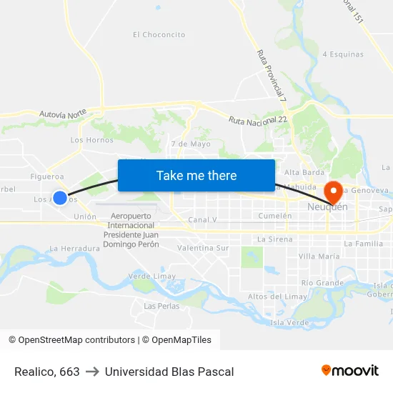 Realico, 663 to Universidad Blas Pascal map