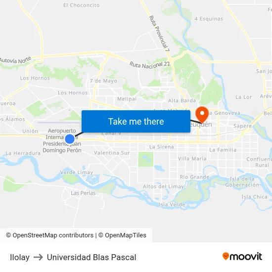 Ilolay to Universidad Blas Pascal map