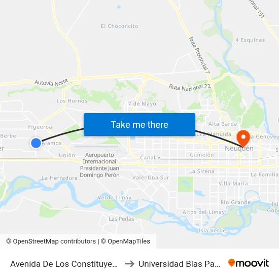 Avenida De Los Constituyentes to Universidad Blas Pascal map
