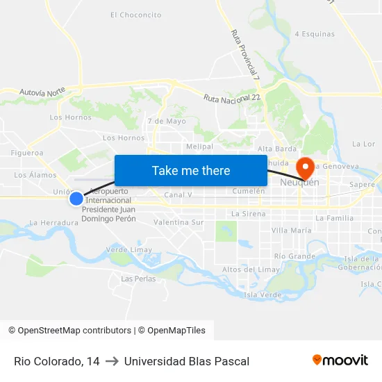 Rio Colorado, 14 to Universidad Blas Pascal map