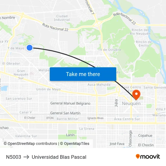 N5003 to Universidad Blas Pascal map