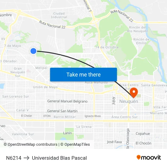 N6214 to Universidad Blas Pascal map