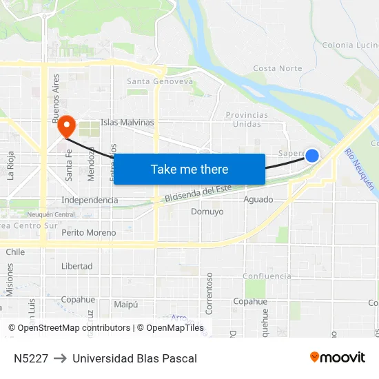N5227 to Universidad Blas Pascal map