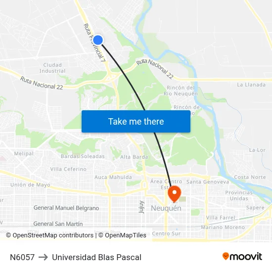 N6057 to Universidad Blas Pascal map