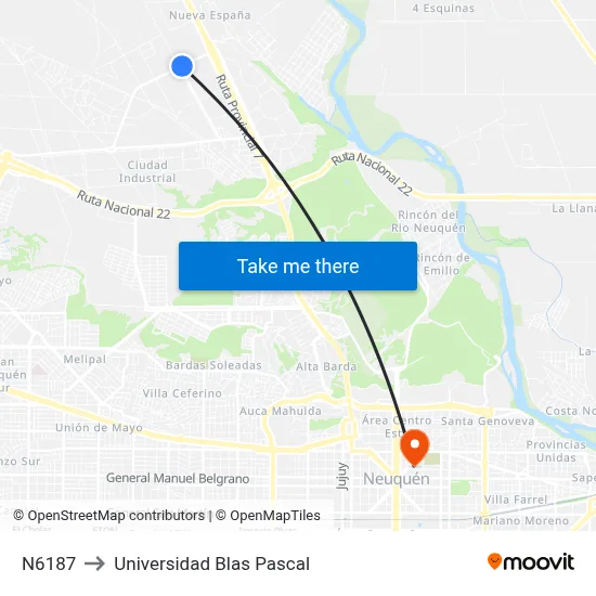 N6187 to Universidad Blas Pascal map