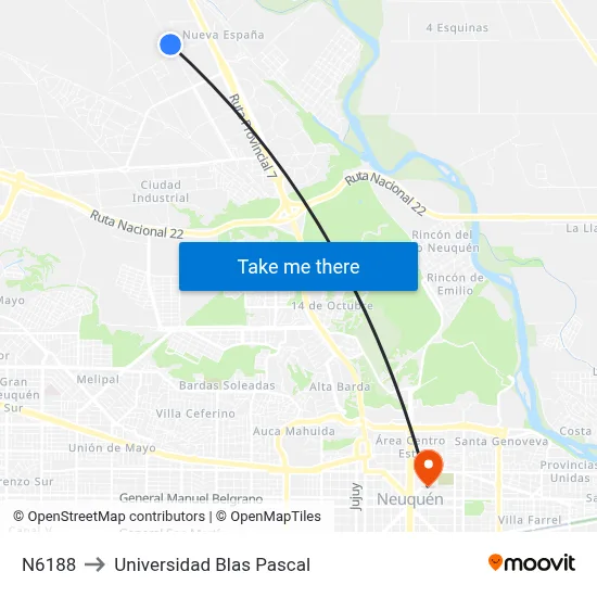 N6188 to Universidad Blas Pascal map