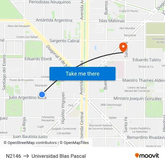 N2146 to Universidad Blas Pascal map