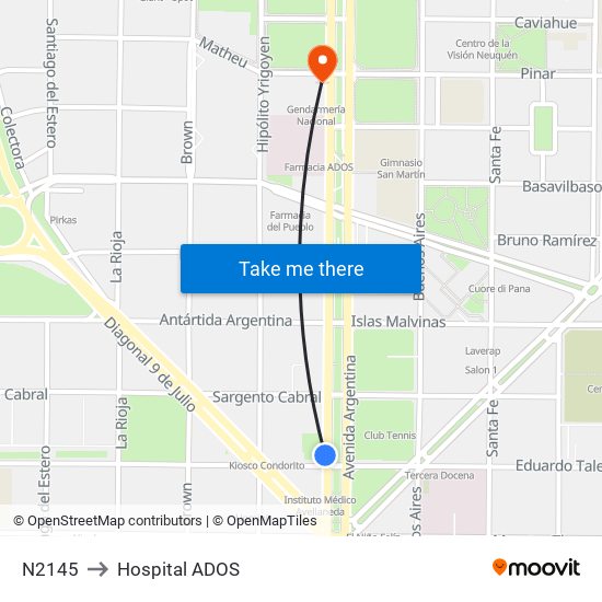 N2145 to Hospital ADOS map