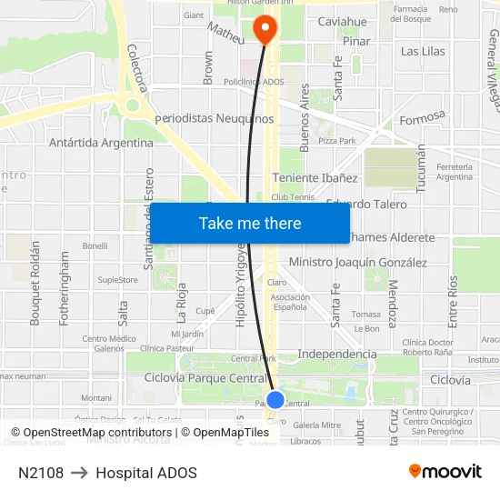 N2108 to Hospital ADOS map