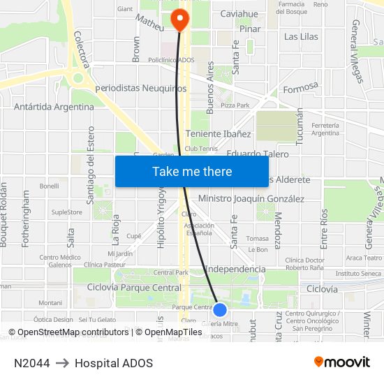 N2044 to Hospital ADOS map