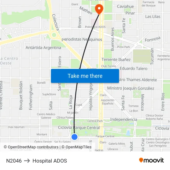 N2046 to Hospital ADOS map