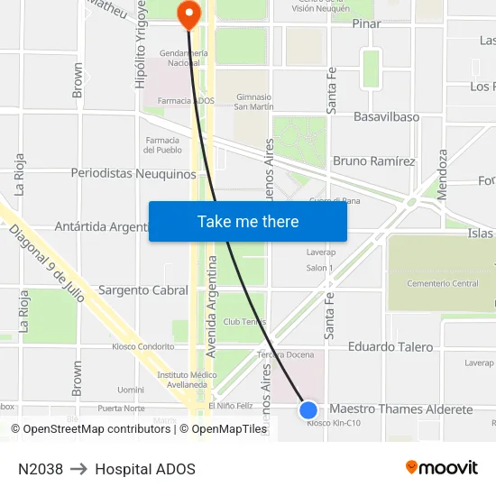 N2038 to Hospital ADOS map