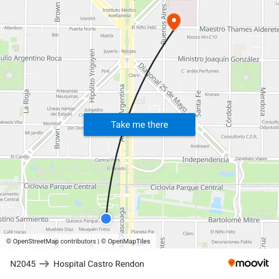 N2045 to Hospital Castro Rendon map