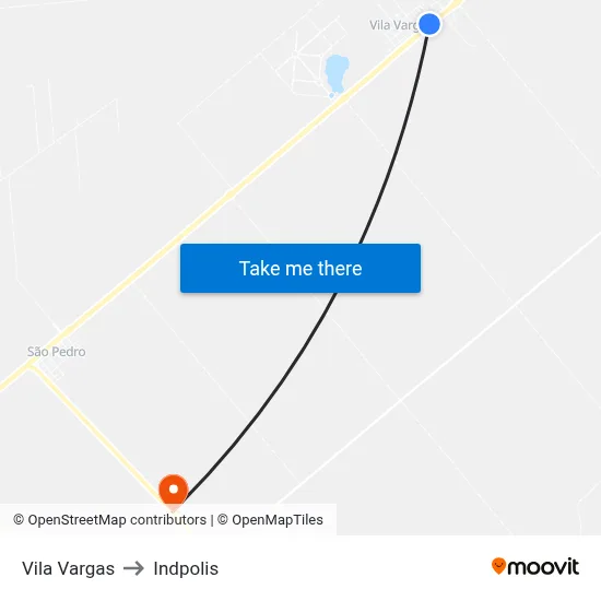 Vila Vargas to Indpolis map