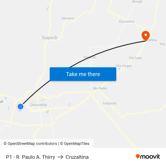 P1 - R. Paulo A. Thirry to Cruzaltina map