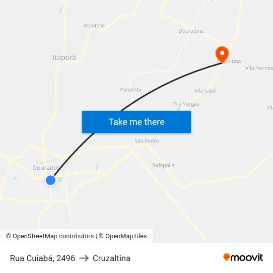Rua Cuiabá, 2496 to Cruzaltina map