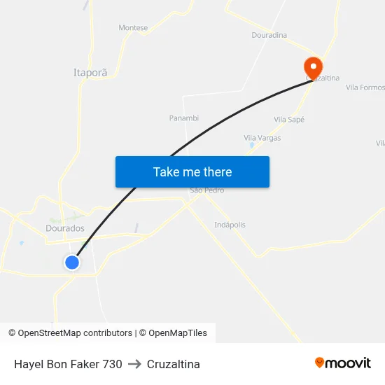 Hayel Bon Faker 730 to Cruzaltina map