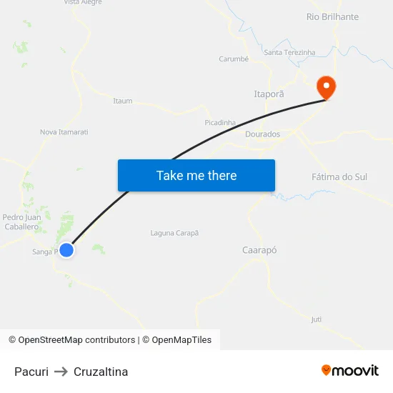 Pacuri to Cruzaltina map