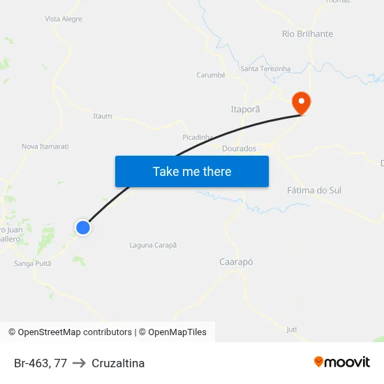 Br-463, 77 to Cruzaltina map