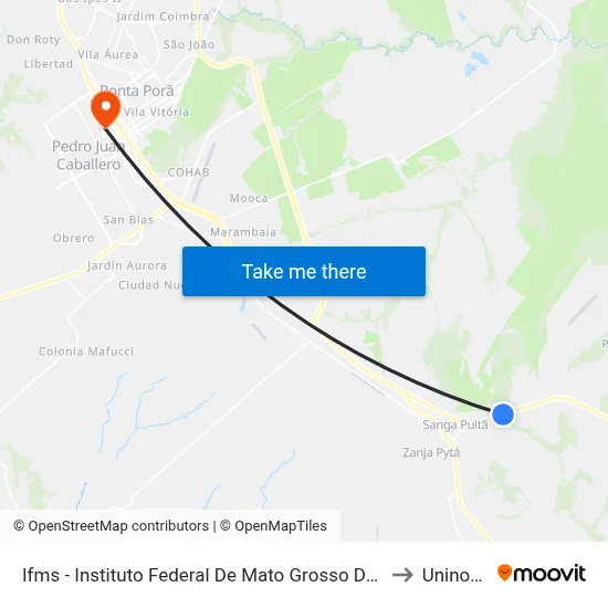 Ifms - Instituto Federal De Mato Grosso Do Sul to Uninorte map