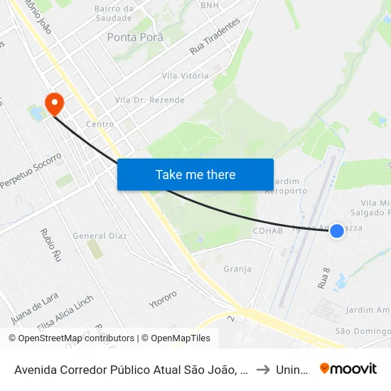 Avenida Corredor Público Atual São João, 1317-1373 to Uninorte map
