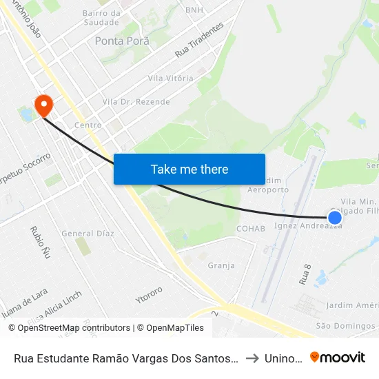 Rua Estudante Ramão Vargas Dos Santos, 2-146 to Uninorte map