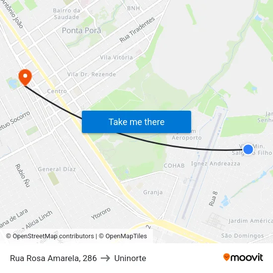 Rua Rosa Amarela, 286 to Uninorte map