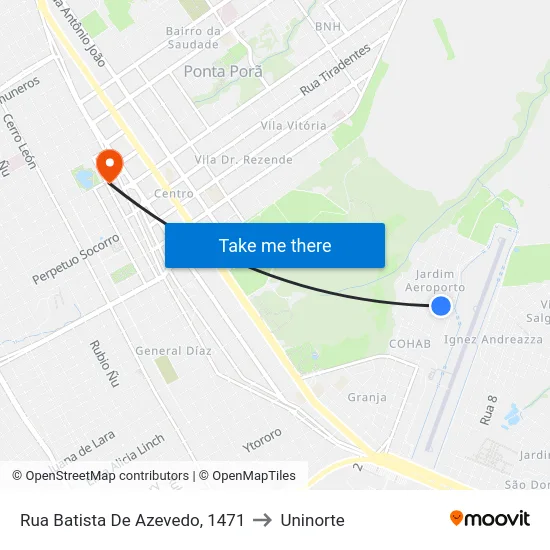 Rua Batista De Azevedo, 1471 to Uninorte map