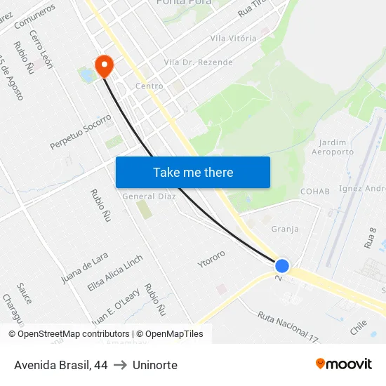 Avenida Brasil, 44 to Uninorte map