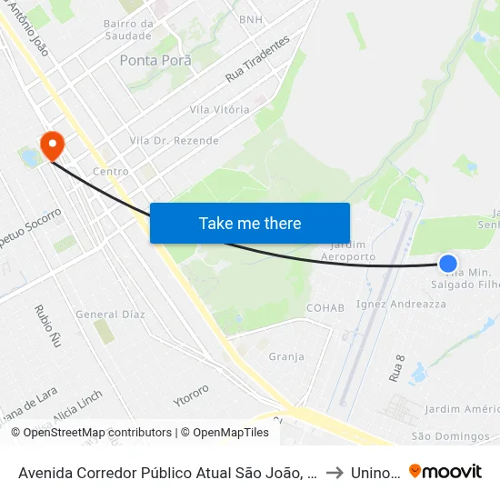 Avenida Corredor Público Atual São João, 812-960 to Uninorte map