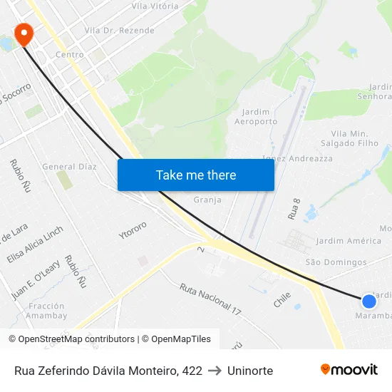 Rua Zeferindo Dávila Monteiro, 422 to Uninorte map