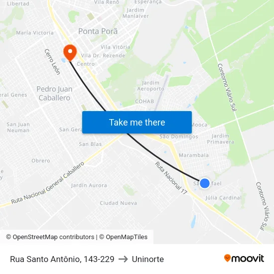 Rua Santo Antônio, 143-229 to Uninorte map