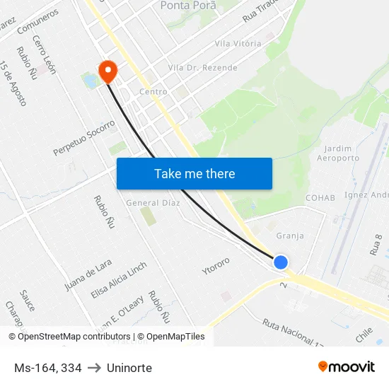 Ms-164, 334 to Uninorte map