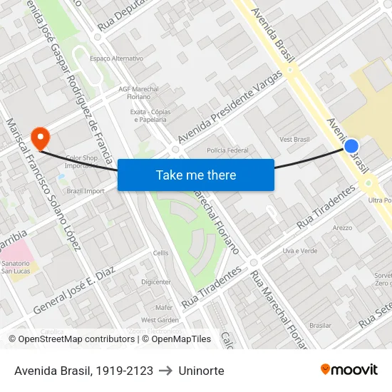 Avenida Brasil, 1919-2123 to Uninorte map