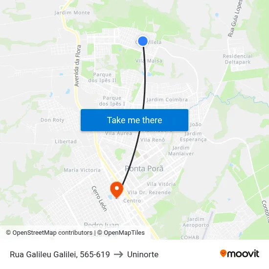 Rua Galileu Galilei, 565-619 to Uninorte map