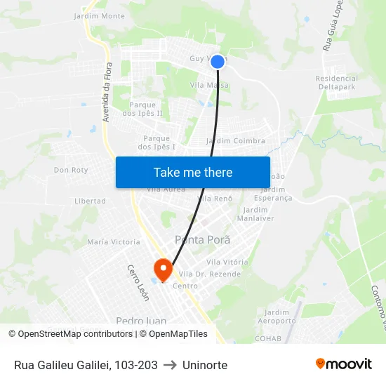 Rua Galileu Galilei, 103-203 to Uninorte map