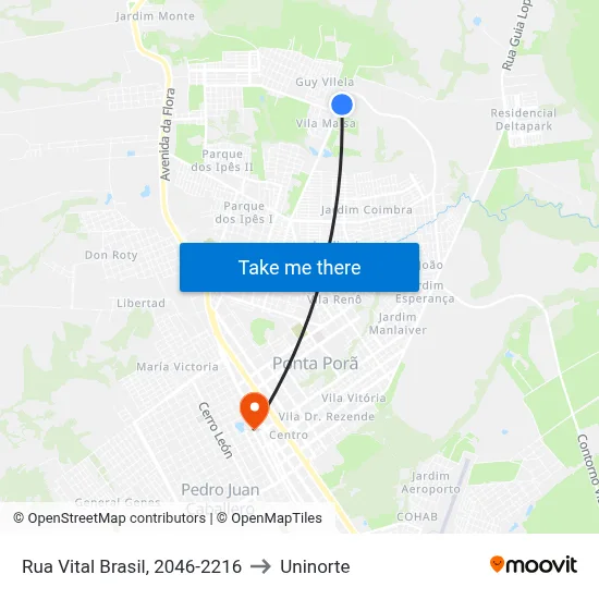 Rua Vital Brasil, 2046-2216 to Uninorte map