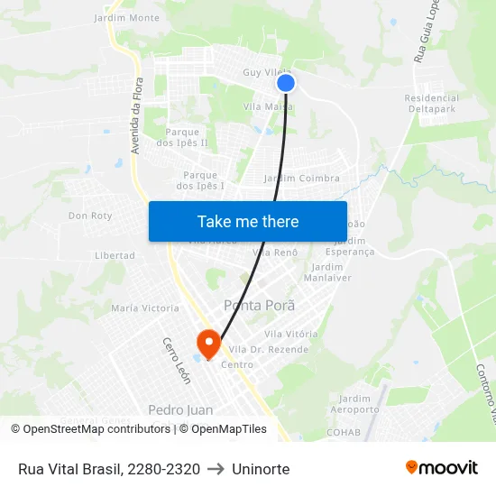 Rua Vital Brasil, 2280-2320 to Uninorte map