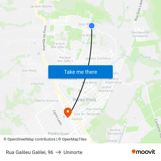Rua Galileu Galilei, 96 to Uninorte map