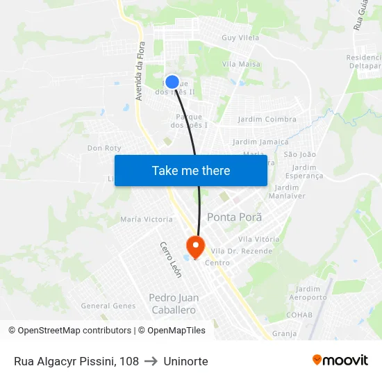 Rua Algacyr Pissini, 108 to Uninorte map