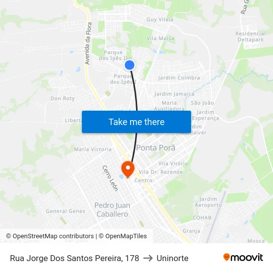 Rua Jorge Dos Santos Pereira, 178 to Uninorte map