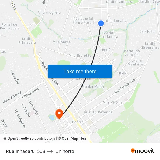 Rua Inhacaru, 508 to Uninorte map
