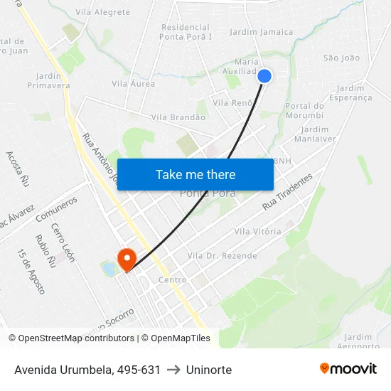 Avenida Urumbela, 495-631 to Uninorte map