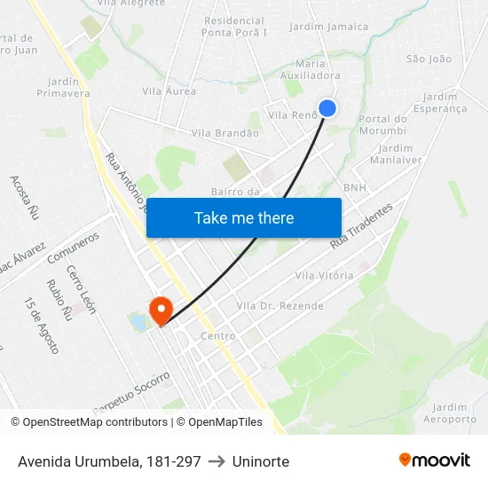 Avenida Urumbela, 181-297 to Uninorte map