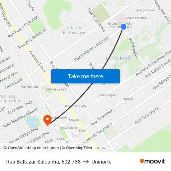 Rua Baltazar Saldanha, 602-738 to Uninorte map