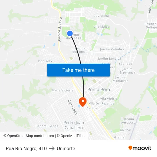Rua Rio Negro, 410 to Uninorte map