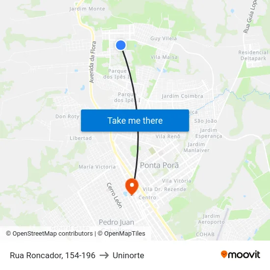 Rua Roncador, 154-196 to Uninorte map