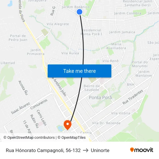 Rua Hónorato Campagnoli, 56-132 to Uninorte map