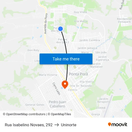 Rua Isabelino Novaes, 292 to Uninorte map