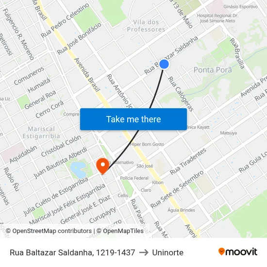 Rua Baltazar Saldanha, 1219-1437 to Uninorte map